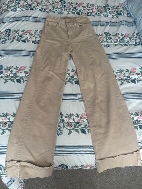 Joe's Jeans Tan Wide-Leg High-Rise Jeans